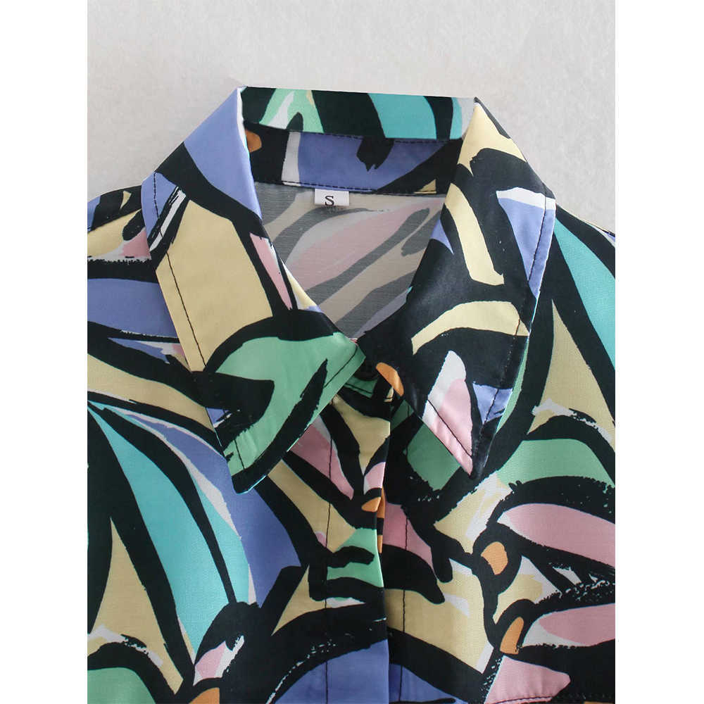summer Women Cropped Shirt Short Sleeves T- shirt casual fashion Printed crop top Woman t-shirts 210709