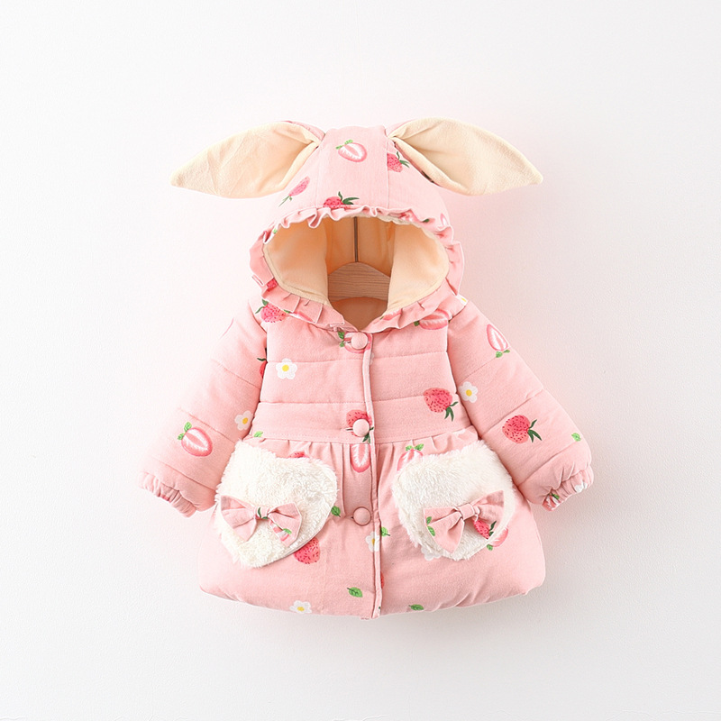 Down Coat 2021 winter strawberry rabbit ear girl's thickened two bow pocket love cotton padded jacket, Blue;gray
Down Coat 2021 winter strawberry rabbit ear girl's thickened two bow pocket love cotton padded jacket, Blue;gray