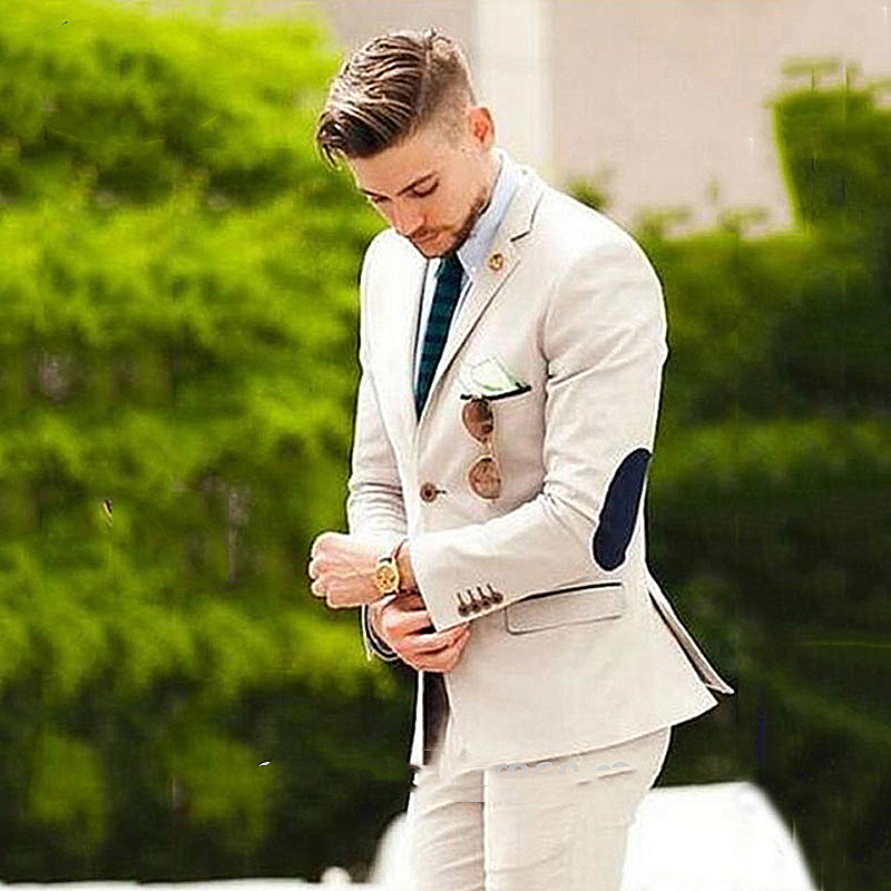Handsome Beige Mens Suits Wedding Tuxedos Elbow Patches Business Casual Groom Formal Wear Trim Fit Male Blazers 2 Pieces Jacket Pants Man Prom Evening Gowns, White
Handsome Beige Mens Suits Wedding Tuxedos Elbow Patches Business Casual Groom Formal Wear Trim Fit Male Blazers 2 Pieces Jacket Pants Man Prom Evening Gowns, White