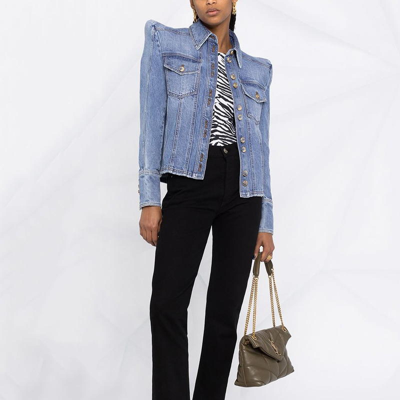 2021 summer product all-match fashion customized shoulder pad denim jacket, classic pointed lapel all-match denim jacket top 220215, Blue
2021 summer product all-match fashion customized shoulder pad denim jacket, classic pointed lapel all-match denim jacket top 220215, Blue