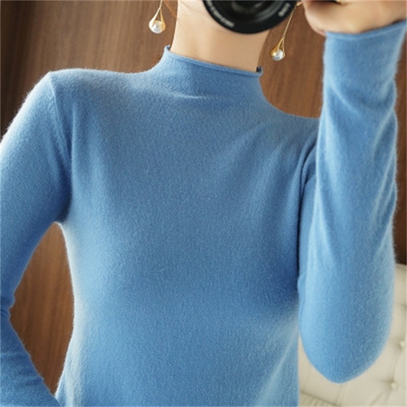 Autumn Winter Soft Stretch Women's Sweaters Thick Turtleneck Pullover Loose Elastic Pile Neck Women's Warm Knitted Sweaters 210218