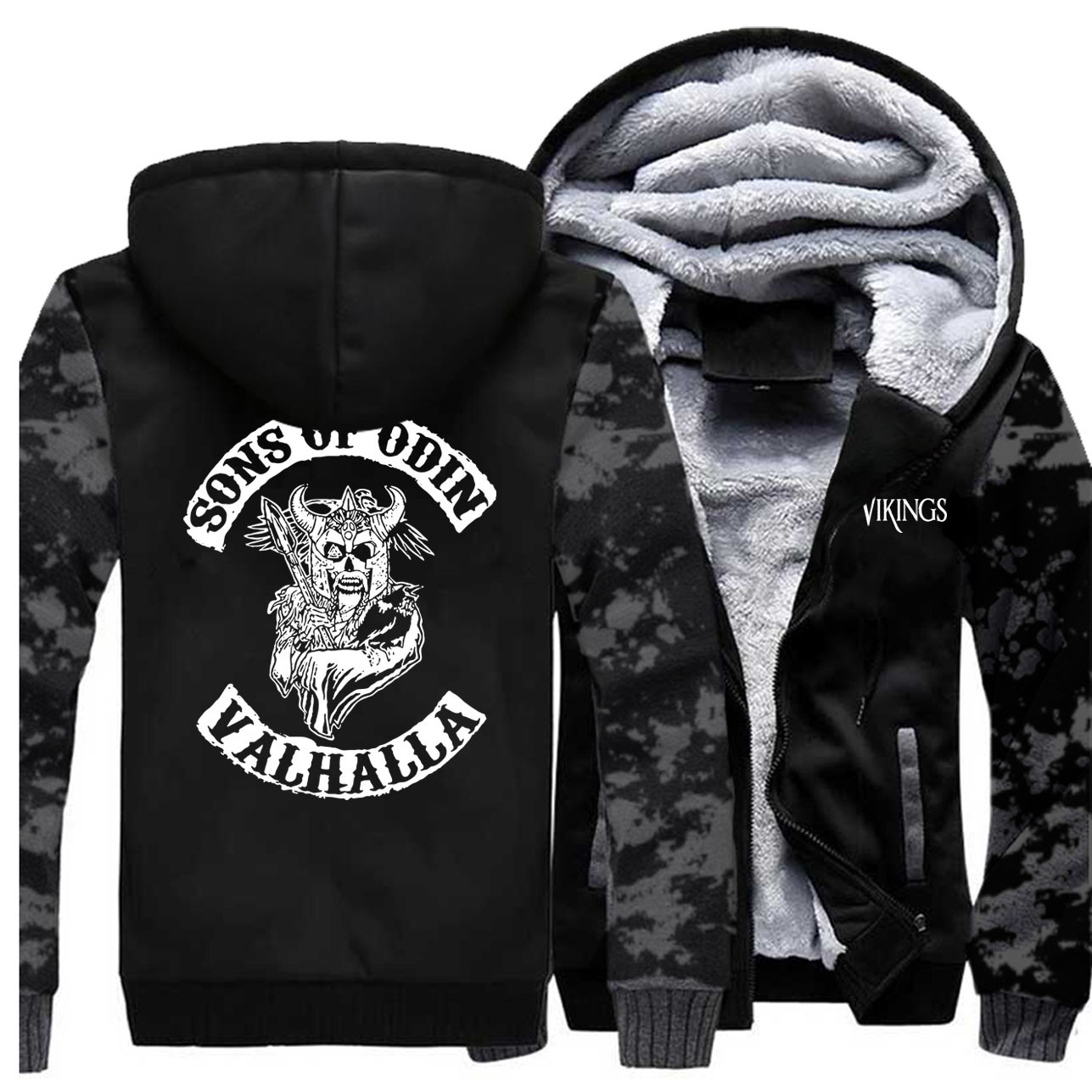 Creative Pattern Sons Of Odin Valhalla Hoodies Male Winter Camouflage Sleeve Jackets Stylish Warm Coats Streetwear Harajuku Y201001