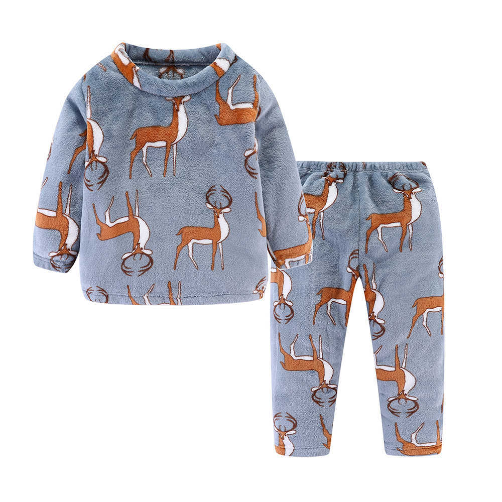 Mudkingdom Little Boys Girls Winter Pajama Sets Dinosaurs Pajamas Coral Velvet Thermal Sleepwear Kids Clothes 210615