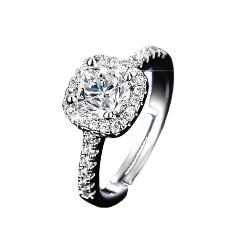 Wedding Rings Fully-Inlaid Square Bag Four-Claw Simulation Moissanite Ring Women's Fashion Temperament 1 Karat Proposal Diamond
Wedding Rings Fully-Inlaid Square Bag Four-Claw Simulation Moissanite Ring Women's Fashion Temperament 1 Karat Proposal Diamond
