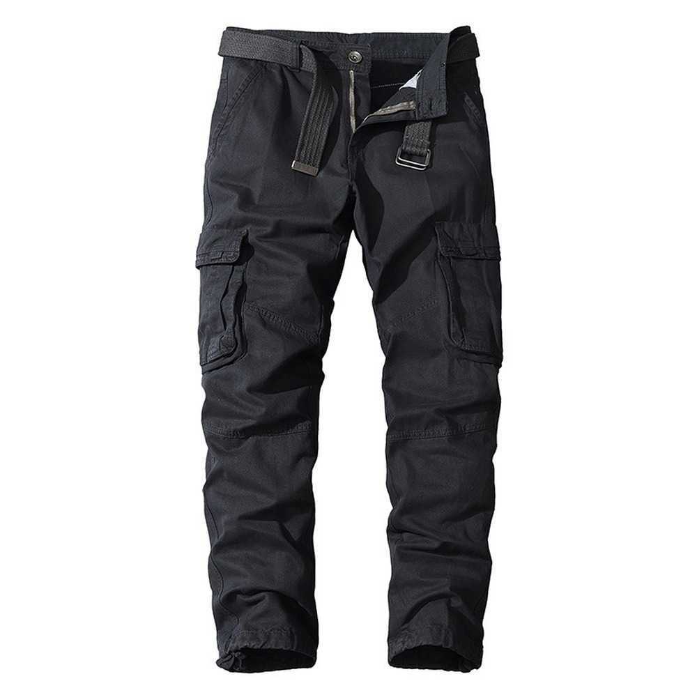 Men's Trousers Solid Cotton Cargo Pants Men Outdoor Military Tactical Work Pants Multi-Pockets Trousers Fashion Clothing Male 210714