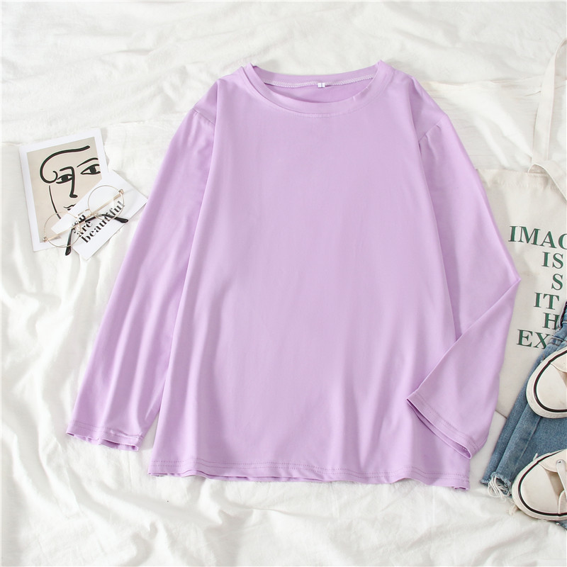GCAROL Summer T-shirt Women Candy Oversize Boyfriend Style Tops Perfect Basic Tees Render Unlined Upper Garment Pullover 210306