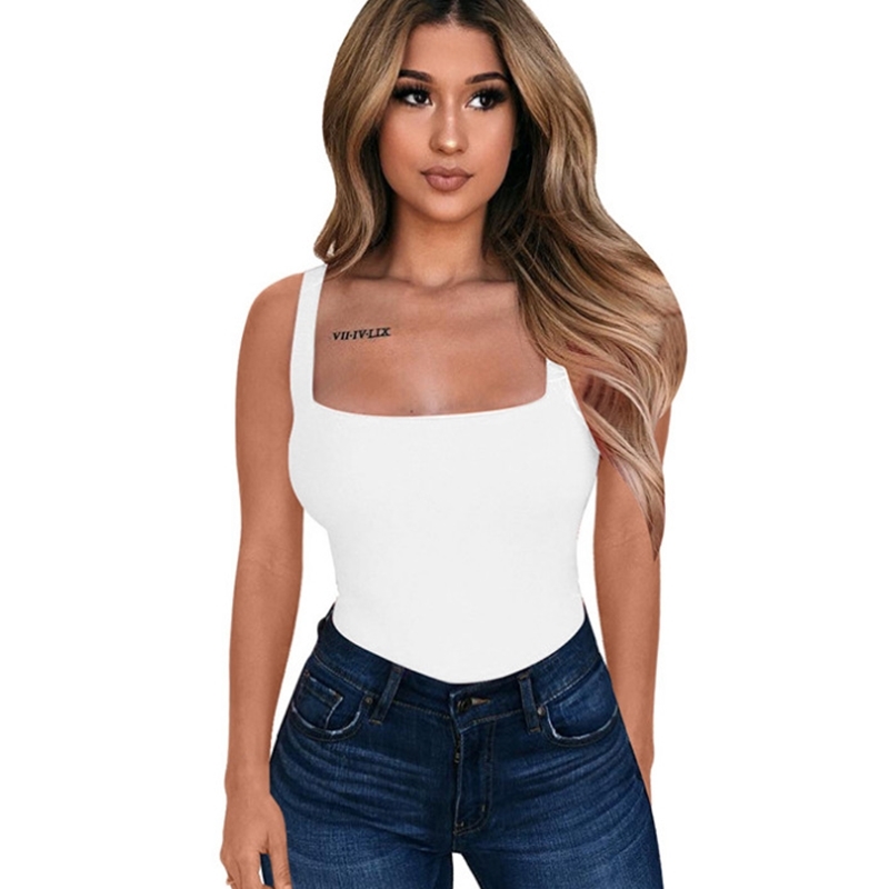 Summer Body Top Basic Sleeveless Rompers Womens Jumpsuit Sexy Bodycon Bodysuit Women 210302