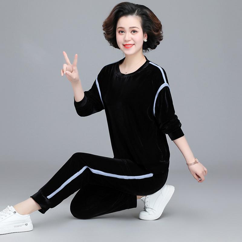 Women's Two Piece Pants Casual Tracksuit Set Women Tops And Outfits Autumn Solid Sweatpants Turndown Collar Pullover
