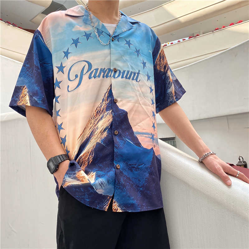 Men Casual Street Printed Short Sleeve Summer Haruku Shirts For Men, Oversized Hawaii Beach Shirt, Csd02