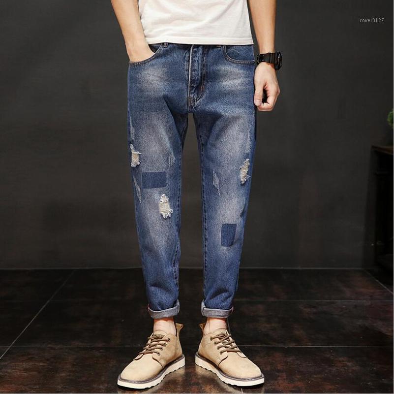 Men's Jeans Blue Personality Hole Patch Thin Pants Fashion Cotton High Quality Summer Straight Ankle-Length Denim
Men's Jeans Blue Personality Hole Patch Thin Pants Fashion Cotton High Quality Summer Straight Ankle-Length Denim