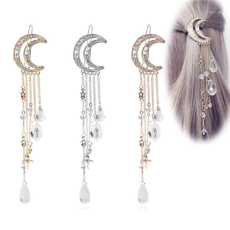 Hair Clips & Barrettes Tassel Crescent Moon Hairpin Female Fashion Drop-Shaped Beads Dangle Clip Gold Silver Color Jewelry Gifts Ornaments, Golden;silver
Hair Clips & Barrettes Tassel Crescent Moon Hairpin Female Fashion Drop-Shaped Beads Dangle Clip Gold Silver Color Jewelry Gifts Ornaments, Golden;silver