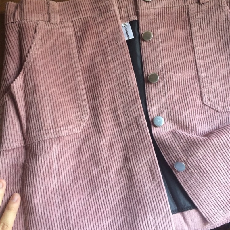 Spring Autumn Corduroy Skirt Ladies Fashion High Waist Skirts Women's Casual Fashion Black Khaki Pink Mini Saias Mujer T200301