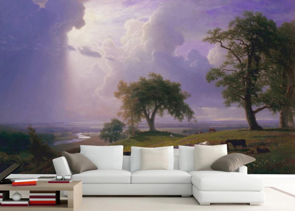 European landscape wallpapers oil painting TV background wall 3d stereoscopic wallpaper, Blue
European landscape wallpapers oil painting TV background wall 3d stereoscopic wallpaper, Blue