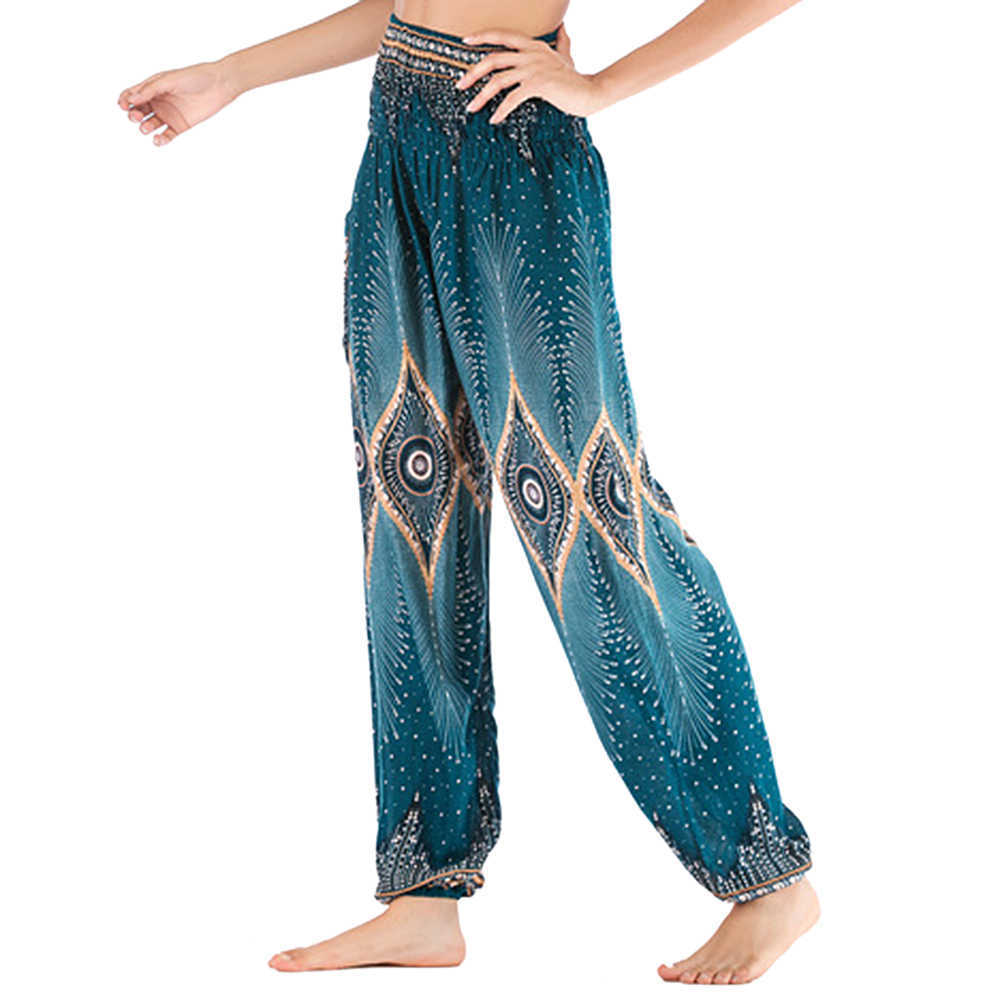 Bohemian Casual Woman High Waist Thai Print Hip Hop Pants Baggy boho dance pant Loose Hippy Lantern Pant 210604