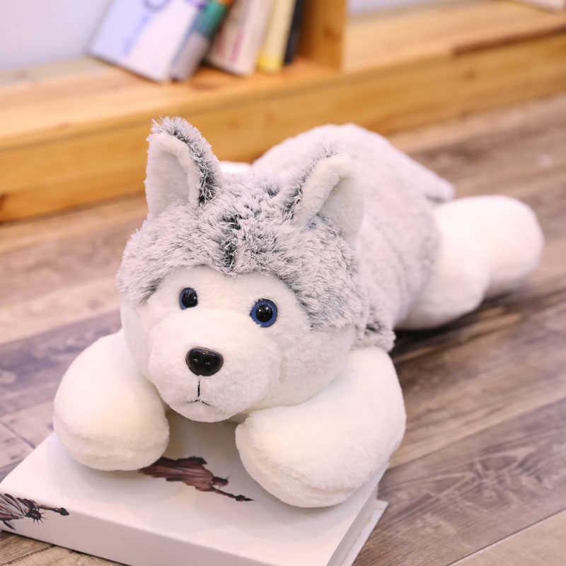 Real Life Husky Dog Plush Toys Soft Stuffed Pillow Animal for Children Baby Doll Kids Girl Lovely Christmas Gift 210728