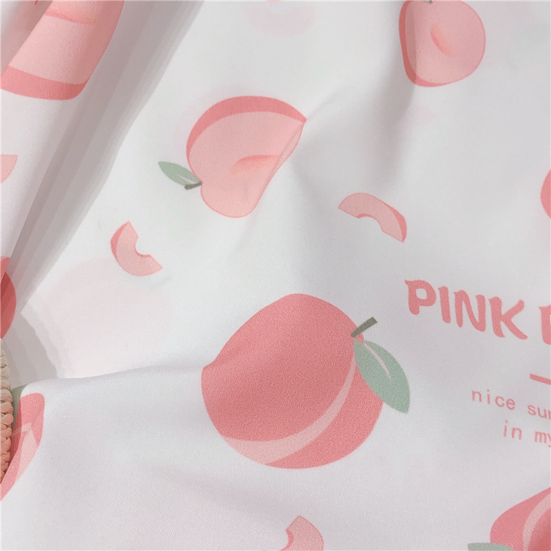 Summer Women Japanese Cute Fruit print Small fresh Blouse Young Girl Student Vintage Harajuku Short sleeve Shirt Tops Mori Girl 210225