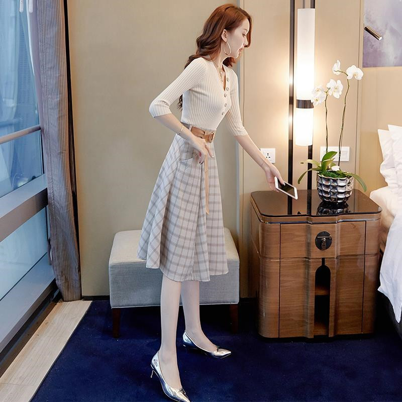 Plaid Vintage Warm Thick Winter High Waist Women Skirts Female Autumn Plus Size Aline Long Girls Skirt Brown Elegant Skirt 210306