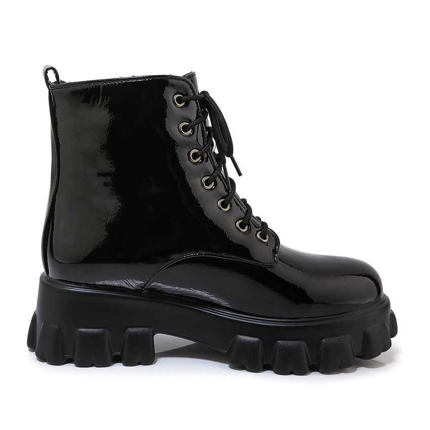 Spring Autumn Winter Flat Shoes Women Snow Ankle Boots Lace Up Woman Short Boots Plus Size 32 33 - 40 41 42 43 44 45 46 botas Y0914