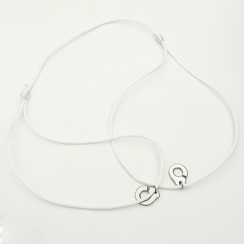 100% 925 Sterling Silver Handcuff Necklace Les Menottes Pendant Necklace With Adjustable Rope For Men Women Cords Party Holiday Bijoux Collier