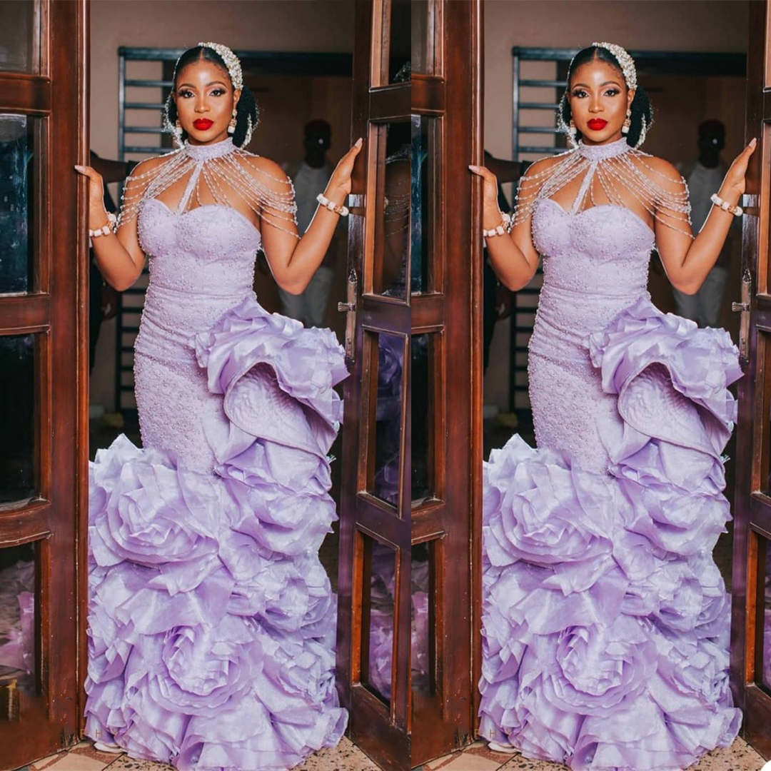 Luxury Plus Size Prom Dresses High Neck Bling Sequin Beads Evening Dresses Dubai Arabic Ruffles Custom Made Sweep Train Pageant Gown