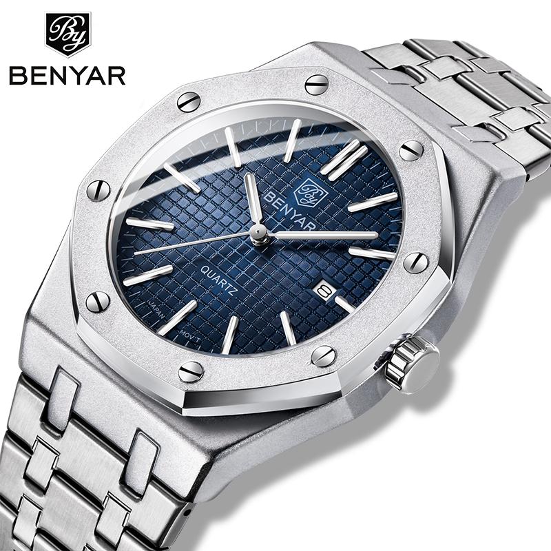 Wristwatches Men's Watches BENYAR Quartz Fashion Men Wrist Watch Stainless Steel For Military Waterproof Clock Relogio Masculino, All blue
Wristwatches Men's Watches BENYAR Quartz Fashion Men Wrist Watch Stainless Steel For Military Waterproof Clock Relogio Masculino, All blue