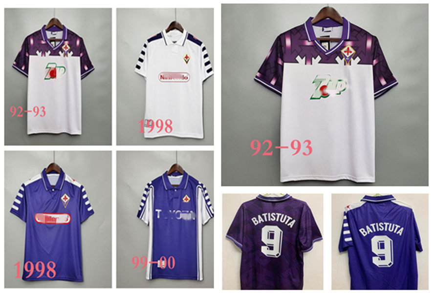 Retro classic 1995 1996 Fiorentina soccer jerseys home away Amoruso Rui Costa Batistuta Schwarz Baiano ROBBIATI Retro football shirt S-2XL
