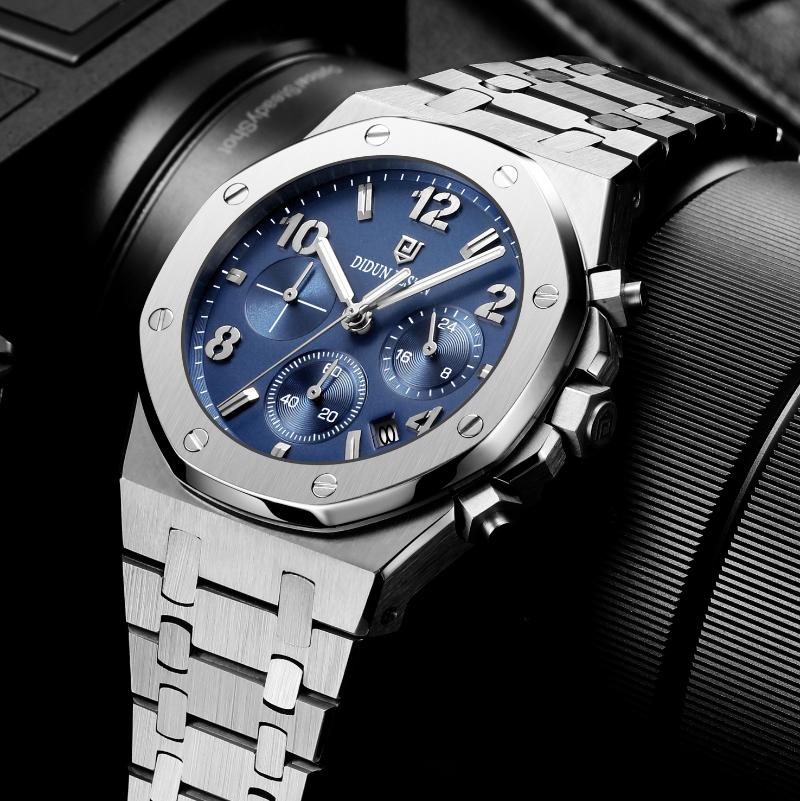 Wristwatches DIDUN Men`s Watch Quartz Men Waterproof Chronograph Stop 316L Stainless Steel Case Luminous Relogio Masculino
Wristwatches DIDUN Men`s Watch Quartz Men Waterproof Chronograph Stop 316L Stainless Steel Case Luminous Relogio Masculino