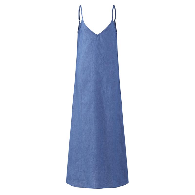 Casual Dresses Denim Dress Summer Bohemian Sundress 2021 Women Sexy Sleeveless Long Robe Femme Plus Size Vestidos