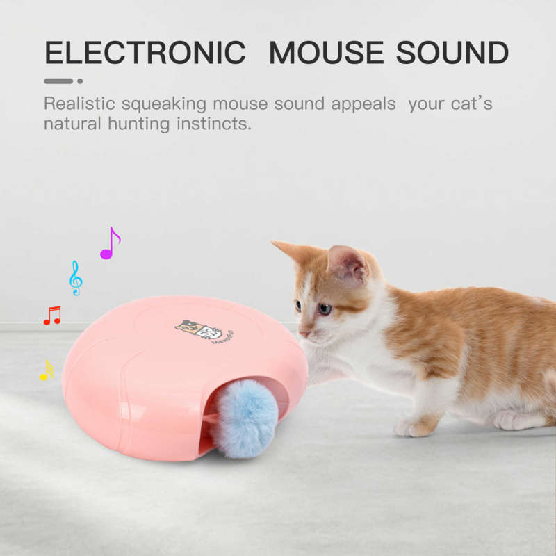 Mewoofun Cat Smart Teasing Stick Electric Toy Crazy Game Conch Shape Cat Catching Mouse Automatic Pink Pet Self Play Toys 210929