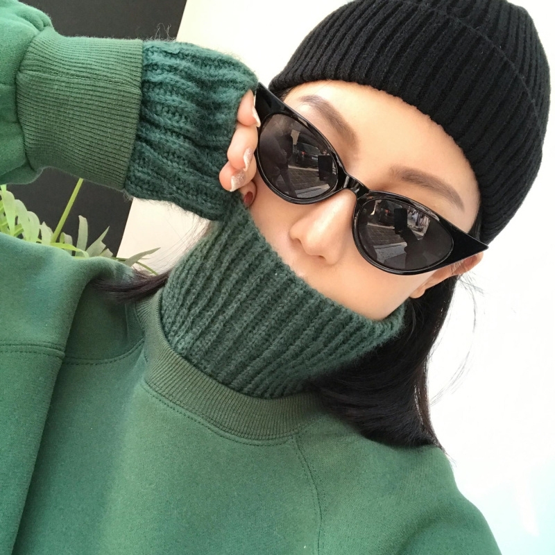 Autumn Women Plus Size Harajuku Green Knitted Sweatshirt Winter Hip Hop Thicken Turtleneck Streetwear Sweatshirt Loose Pullovers T200723