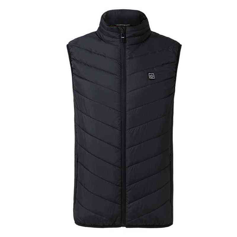 9 Areas Heated Vest Jacket USB Men Winter Electrical Heated Sleevless Jacket Outdoor Fishing Hunting Vest 211111
