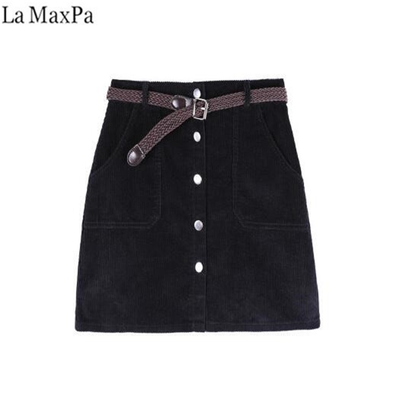 Spring Autumn Corduroy Skirt Ladies Fashion High Waist Skirts Women's Casual Fashion Black Khaki Pink Mini Saias Mujer T200301