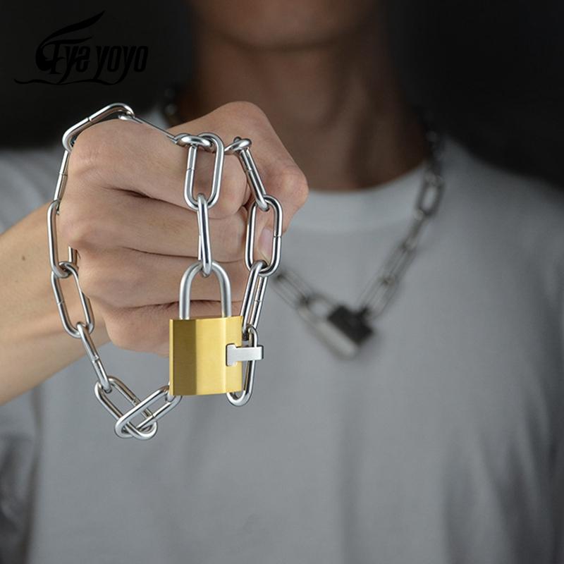 Pendant Necklaces Punk Chain With Magnetic Lock Necklace For Men Padlock Steel Golden/Silver Color Statement Gothic Jewelry
Pendant Necklaces Punk Chain With Magnetic Lock Necklace For Men Padlock Steel Golden/Silver Color Statement Gothic Jewelry