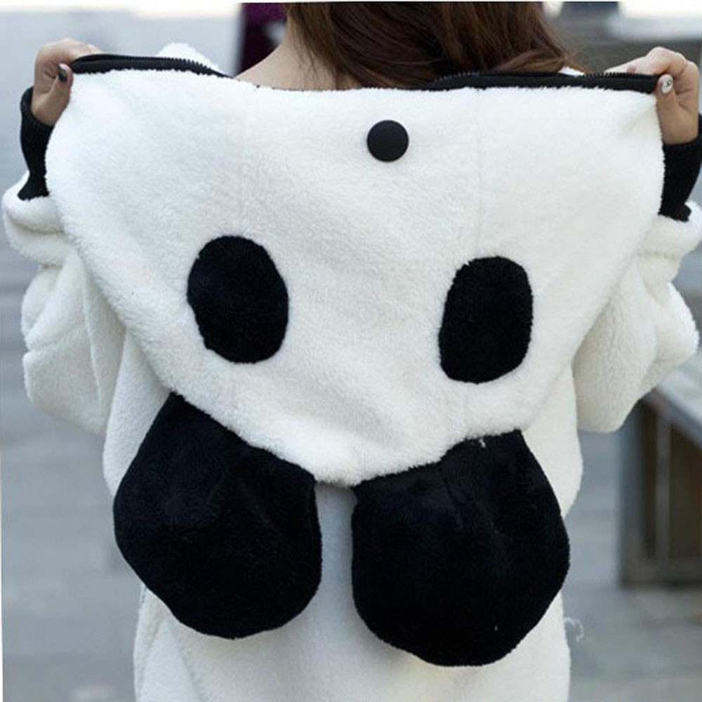 Cute Hoodies Women Panda Winter Warm Sweatshirts Hoodie Coat Female Hooded Jacket Outerwear Tops Y200917