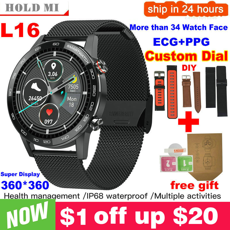 New L5 Update L16 Smart Watch Men IP68 Waterproof Multiple Sports Heart Rate Weather Forecast Fitness Smartwatch VS L13 GT2g, L16 black leather
New L5 Update L16 Smart Watch Men IP68 Waterproof Multiple Sports Heart Rate Weather Forecast Fitness Smartwatch VS L13 GT2g, L16 black leather