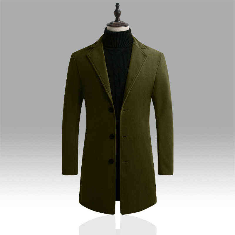 Autumn and Winter Men's Woolen Coat Over Coat Long Winter Mens Wool Coats and Jackets 211122