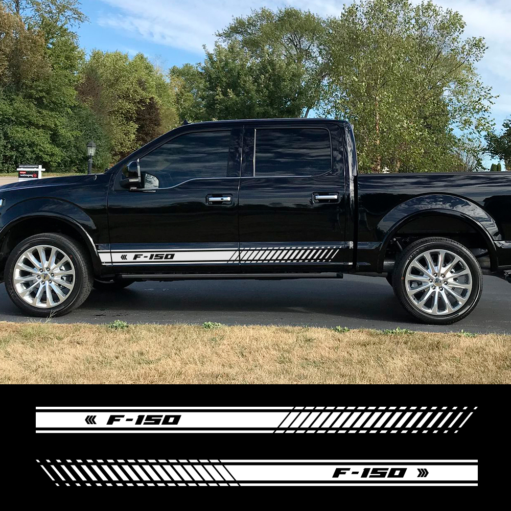 2PCS For F150 F-150 Stylish Car Door Side Skirt Stickers Body Decals Racing Stripe Auto Exterior Decor Accessories