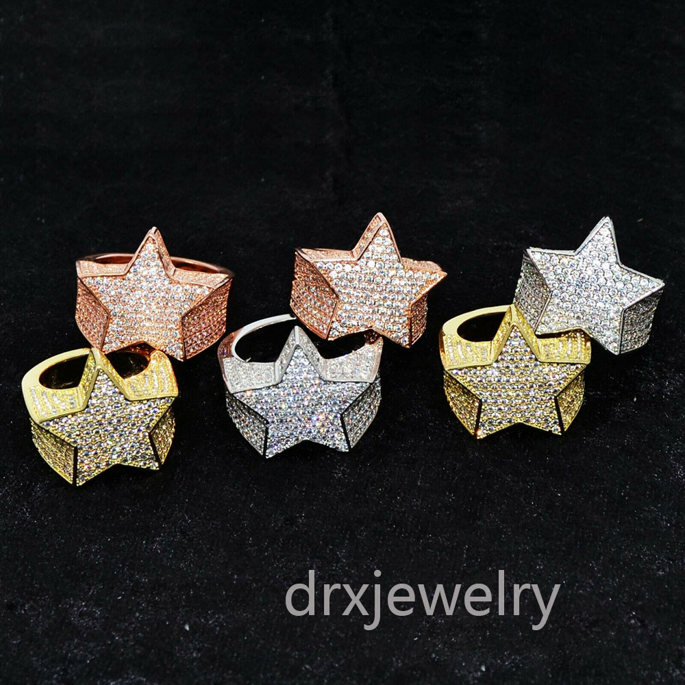 Men's 3D STAR 14k Gold Plated Silver Plated Lab Diamond Pinky RING Gubic Zirconia Micro Pave CZ Hip Hop Copper Ring 
Men's 3D STAR 14k Gold Plated Silver Plated Lab Diamond Pinky RING Gubic Zirconia Micro Pave CZ Hip Hop Copper Ring
