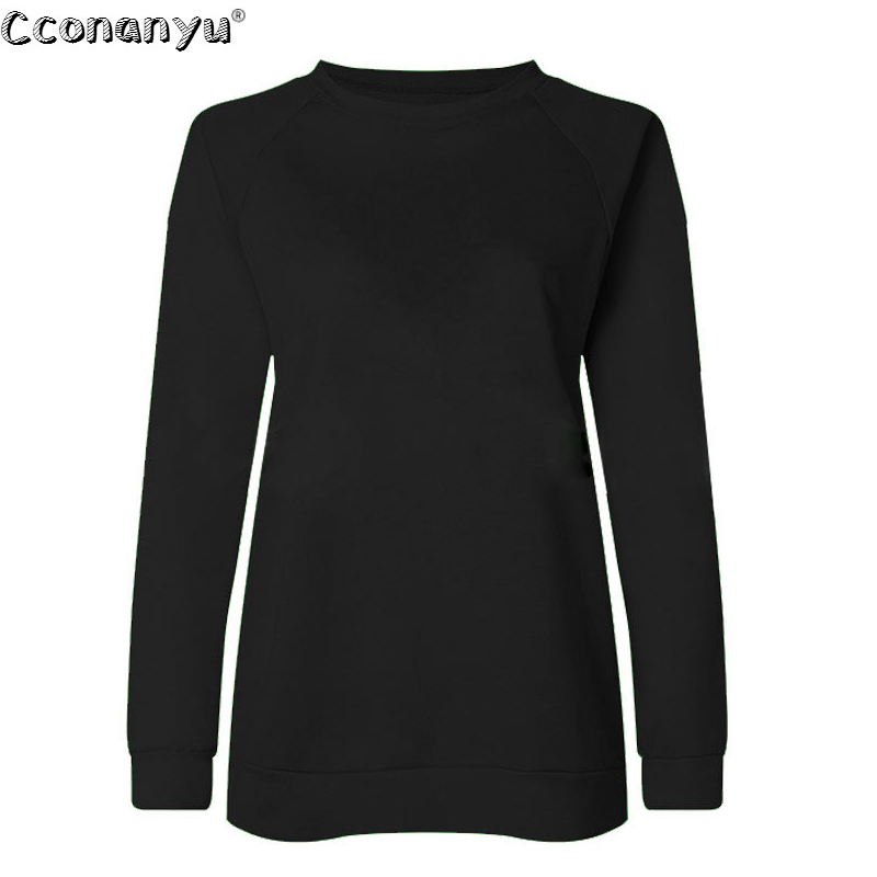 Autumn Black Long Sleeve Sweatshirt Women Fashion Solid ONeck Tops Fashion Sportwear Ladies Loose Streetwear 200924