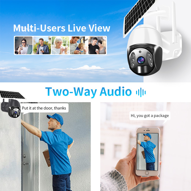 Outdoor Tuya Smart Home Security System Solar Powered Surveillance Camera Wireless 3MP Dome Cam Solar Ptz Cctv Ip Wifi 4g Cameras 3 million pixels