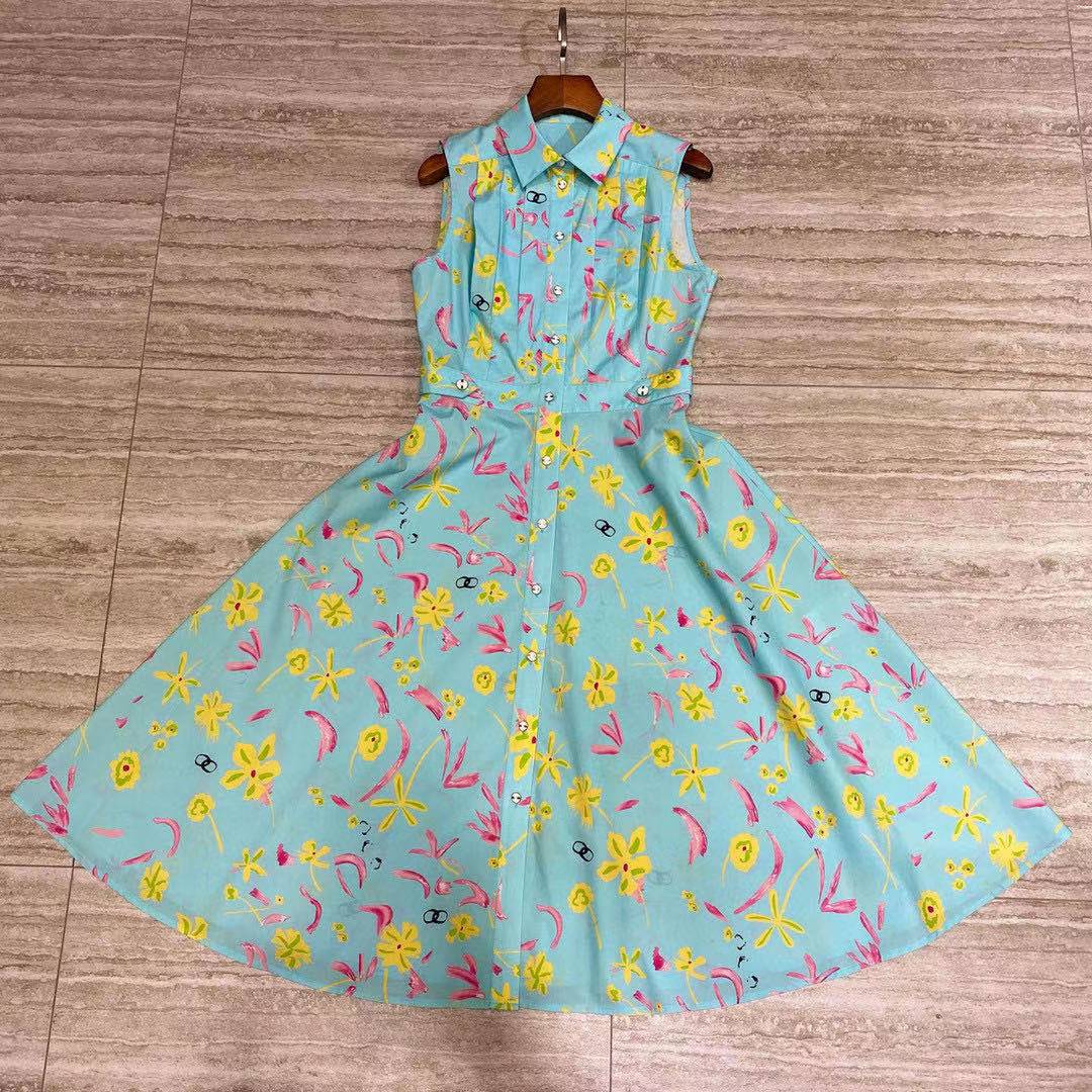 2021 Green Lapel NeckSleeveless Women's Dress Designer Print 100% Cotton Milan Runway Dress High End Celebrity Dress 202109, Black
2021 Green Lapel NeckSleeveless Women's Dress Designer Print 100% Cotton Milan Runway Dress High End Celebrity Dress 202109, Black