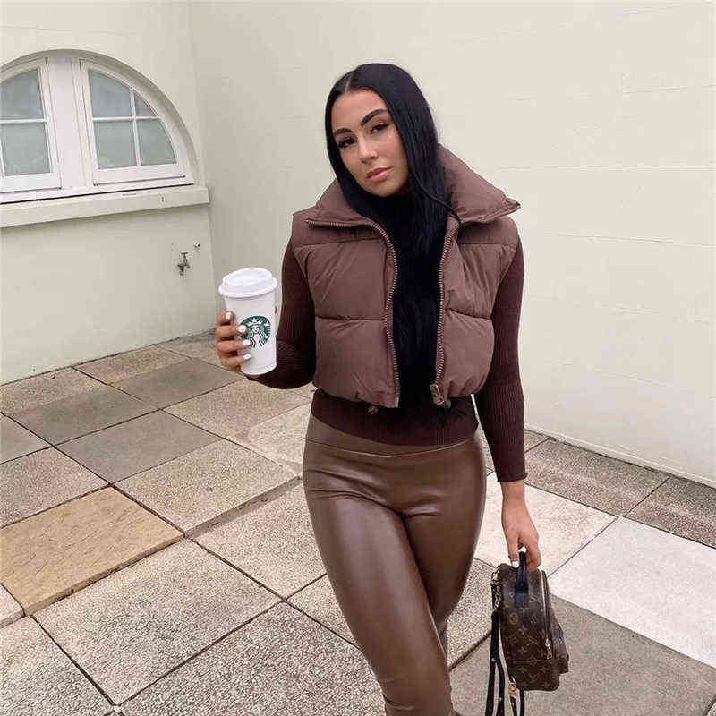 Spring Casual Woman Black Loose Short Vest Female Fashion Oversized Solid Color Tank Ladies Basic Warm Sleeveless Jacket 211120