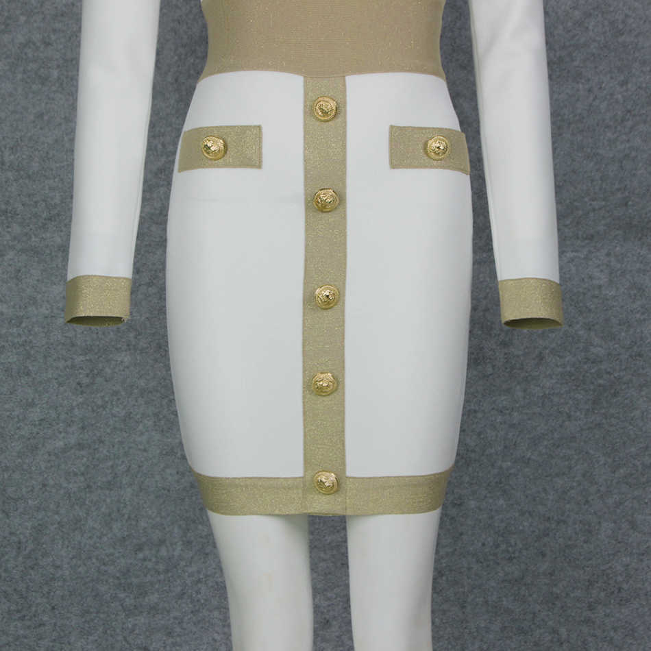 Women's Bandage Dress Arrivals Sexy Button Long Sleeve Bodycon Celebrity Club Ladies Party 210527