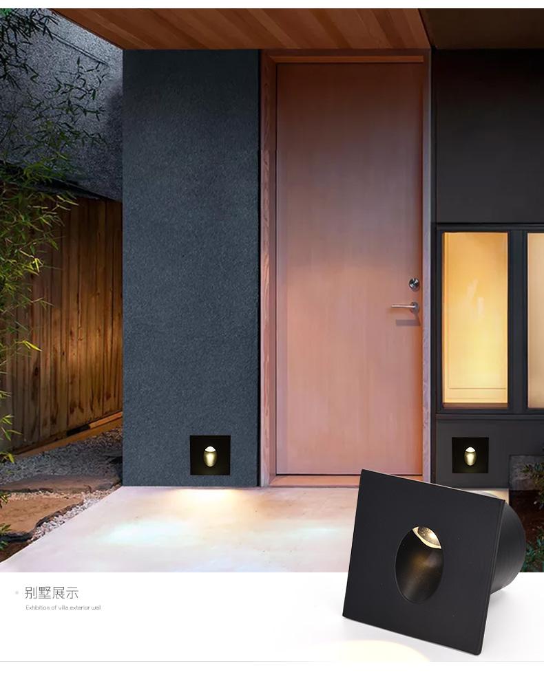 Recessed Led Stair Light 1w 3w Aluminum Square round wall corner lamp In Step Lamp for Concrete wall Stairway Night Lights 80mm