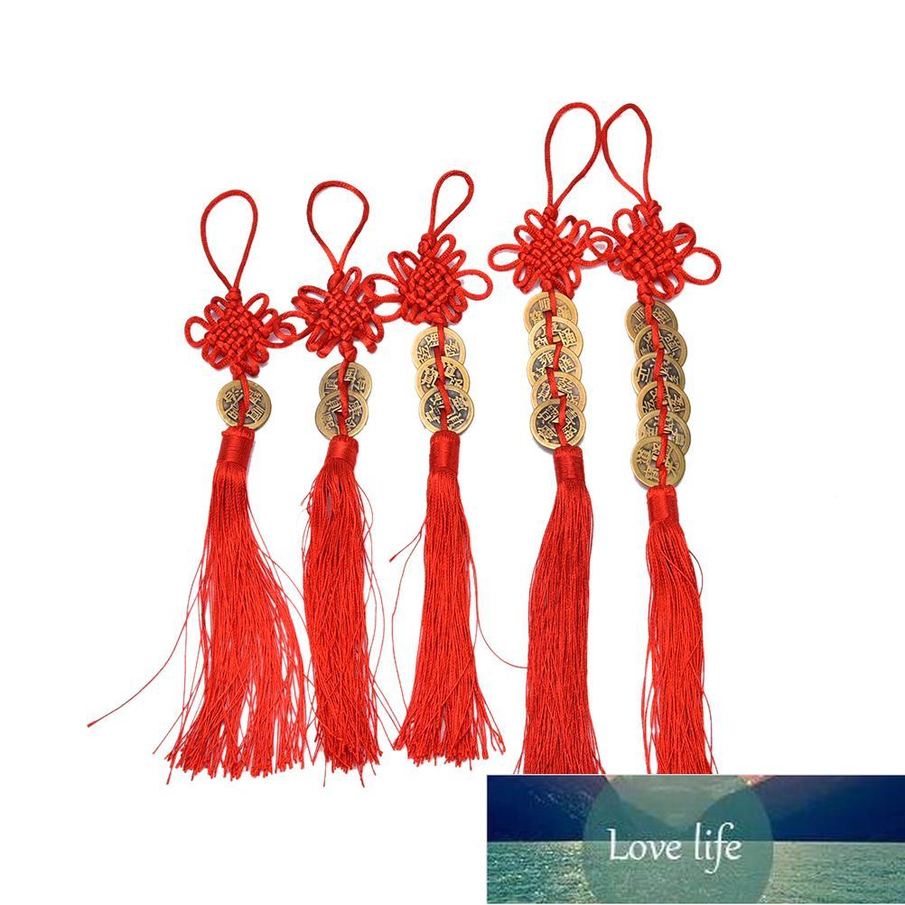 Lucky Charm Good Fortune Home Car Decor Red Chinese Knot FENG SHUI Set Ancient I CHINA Coins Prosperity Protection Factory price expert design Style Q