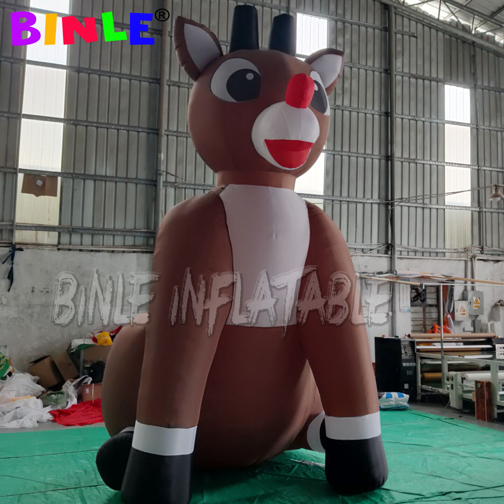Giant Animated Lovely Inflatable Christmas Rudolph,giant brown Reindeer ornament for farm house yard decoration