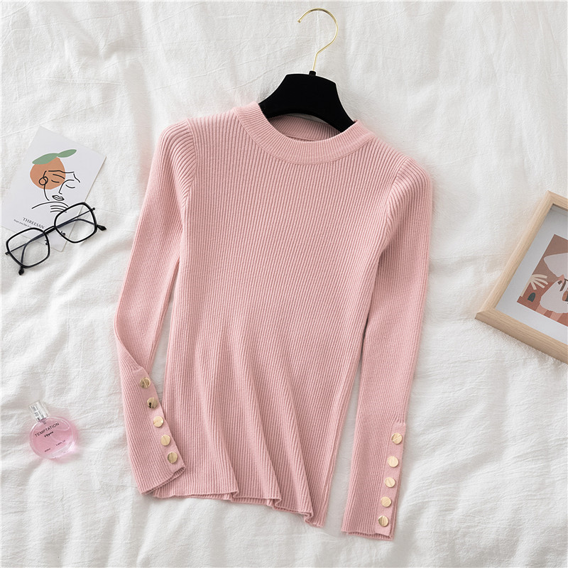 Women Casual Knitted Sweater Autumn Winter Solid Sweater Long Sleeve Button Chic Pullovers Female Slim Knit Top Soft Jumper Tops, As picture
Women Casual Knitted Sweater Autumn Winter Solid Sweater Long Sleeve Button Chic Pullovers Female Slim Knit Top Soft Jumper Tops, As picture