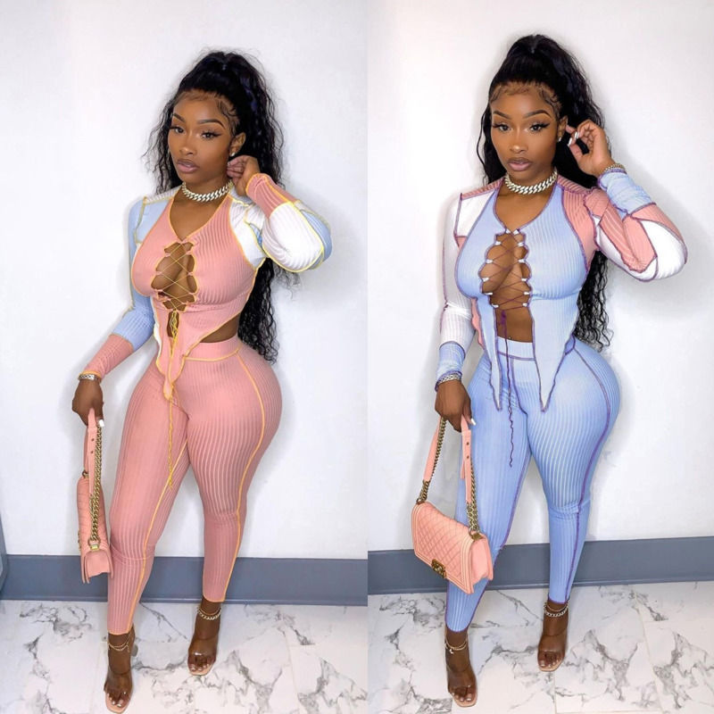 Women Tracksuits Desinger Two Piece Pant Set Sexy Hollow Out T Shirt Bandage Contrast Splicing Strap Outfits S-XXL, Mix color or leave a message
Women Tracksuits Desinger Two Piece Pant Set Sexy Hollow Out T Shirt Bandage Contrast Splicing Strap Outfits S-XXL, Mix color or leave a message