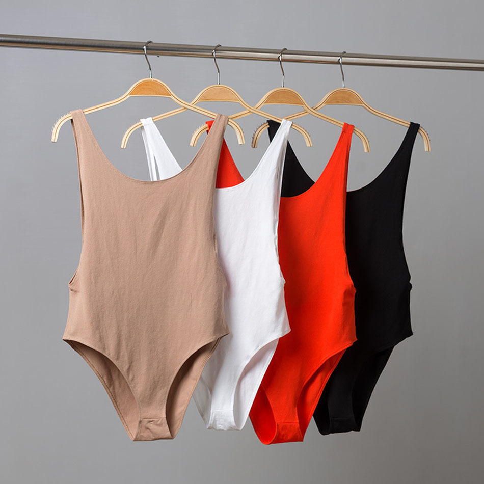 New Fall Winter Backless Bodysuit Women Slim Rompers Sleeveless Hot Bodysuits Beige Striped Sexy Body Suit Drop shipping 201007