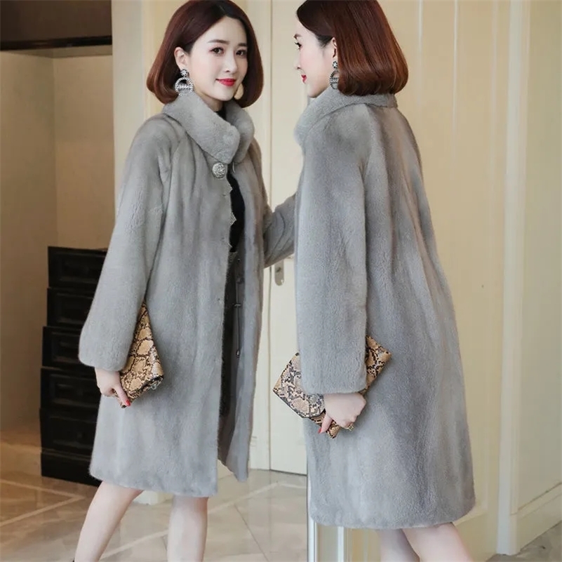 Winter Faux Mink Fleece Fur Coat Women Midi Stand Collar Faux Fur Jacket Thick Warm Loose Female Elegant Parka Outwear Plus Size 211105, Milky
Winter Faux Mink Fleece Fur Coat Women Midi Stand Collar Faux Fur Jacket Thick Warm Loose Female Elegant Parka Outwear Plus Size 211105, Milky